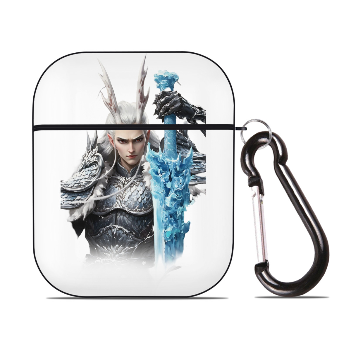 （画像用） Ne Zha 2 ナタ 魔童の大暴れ AirPods 第2世代保護ケース ハードシェル ブラック 耐衝撃・防指紋・カラビナ付き