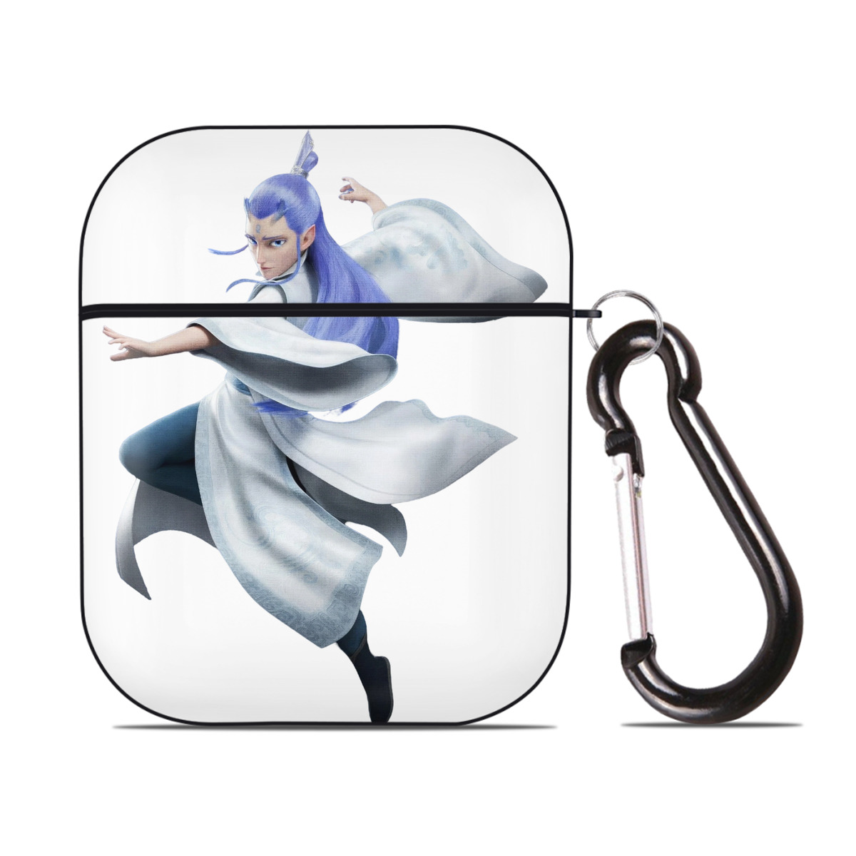 （画像用） Ne Zha 2 ナタ 魔童の大暴れ AirPods 第2世代保護ケース ハードシェル ブラック 耐衝撃・防指紋・カラビナ付き