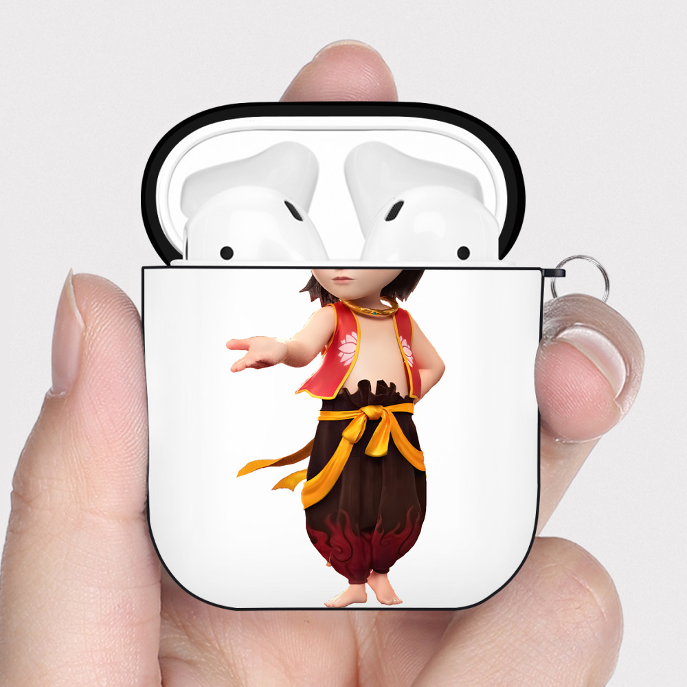 （画像用） Ne Zha 2 ナタ 魔童の大暴れ AirPods 第2世代保護ケース ハードシェル ブラック 耐衝撃・防指紋・カラビナ付き