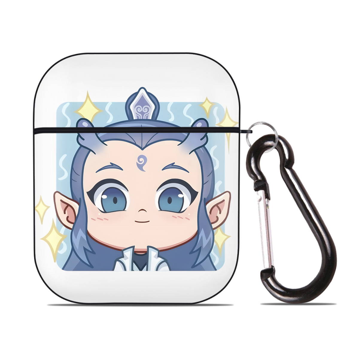 （画像用） Ne Zha 2 ナタ 魔童の大暴れ AirPods 第2世代保護ケース ハードシェル ブラック 耐衝撃・防指紋・カラビナ付き