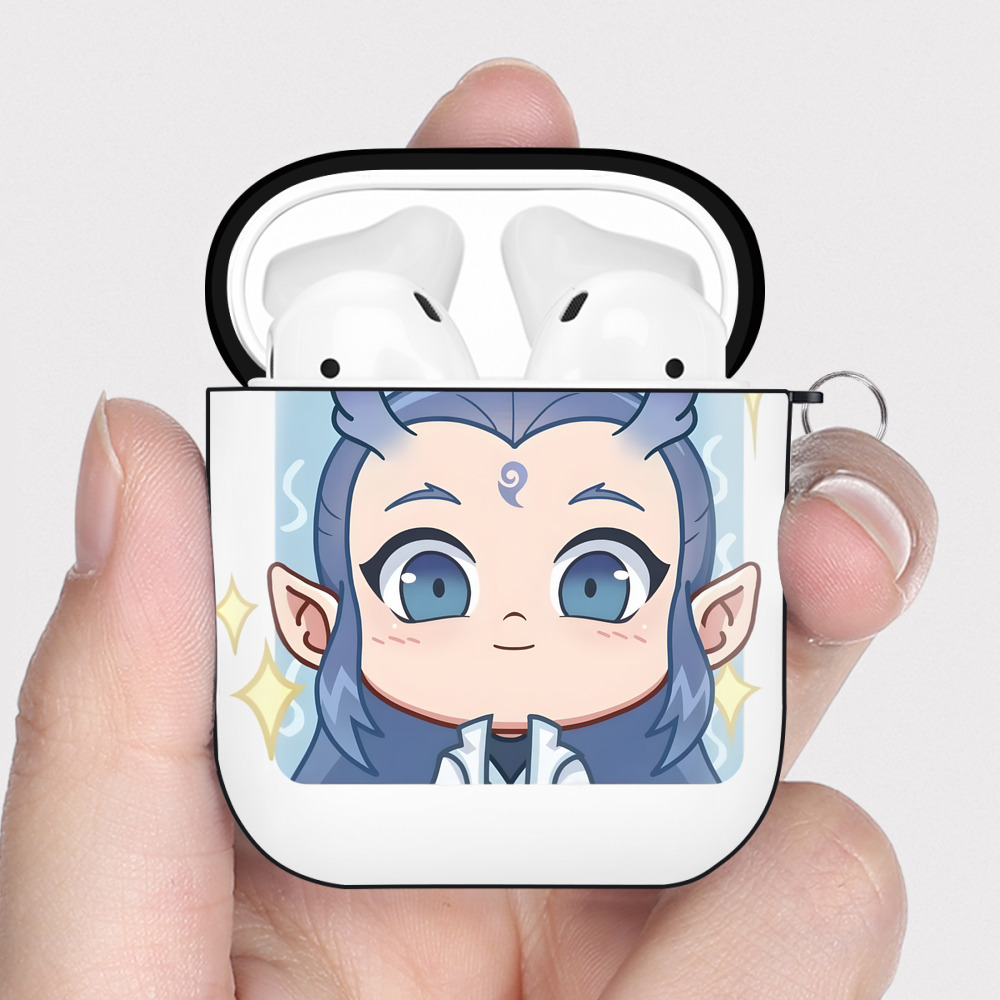 （画像用） Ne Zha 2 ナタ 魔童の大暴れ AirPods 第2世代保護ケース ハードシェル ブラック 耐衝撃・防指紋・カラビナ付き