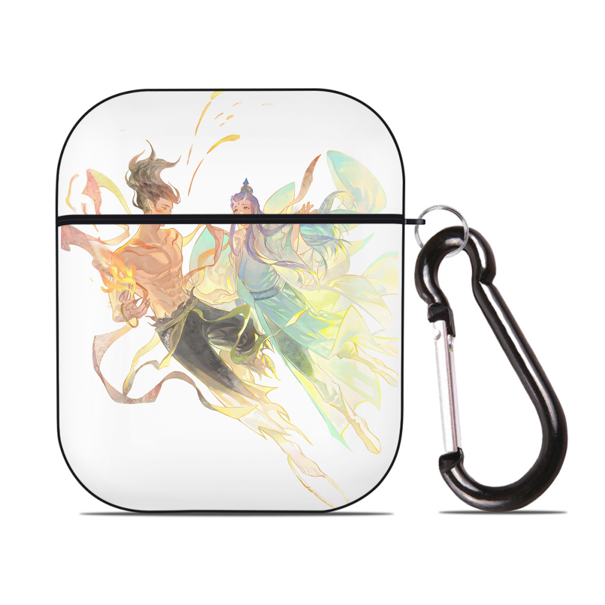 （画像用） Ne Zha 2 ナタ 魔童の大暴れ AirPods 第2世代保護ケース ハードシェル ブラック 耐衝撃・防指紋・カラビナ付き