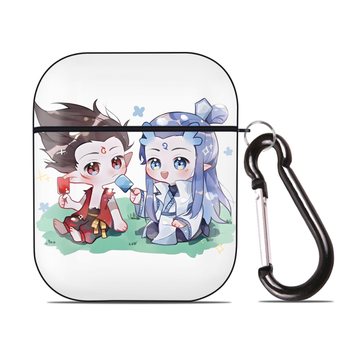 （画像用） Ne Zha 2 ナタ 魔童の大暴れ AirPods 第2世代保護ケース ハードシェル ブラック 耐衝撃・防指紋・カラビナ付き