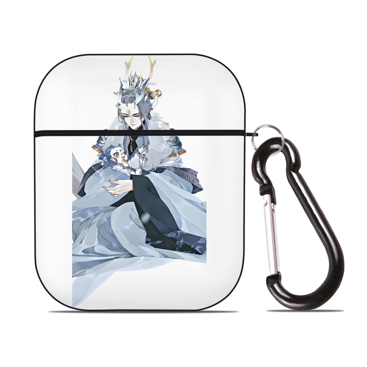 （画像用） Ne Zha 2 ナタ 魔童の大暴れ AirPods 第2世代保護ケース ハードシェル ブラック 耐衝撃・防指紋・カラビナ付き
