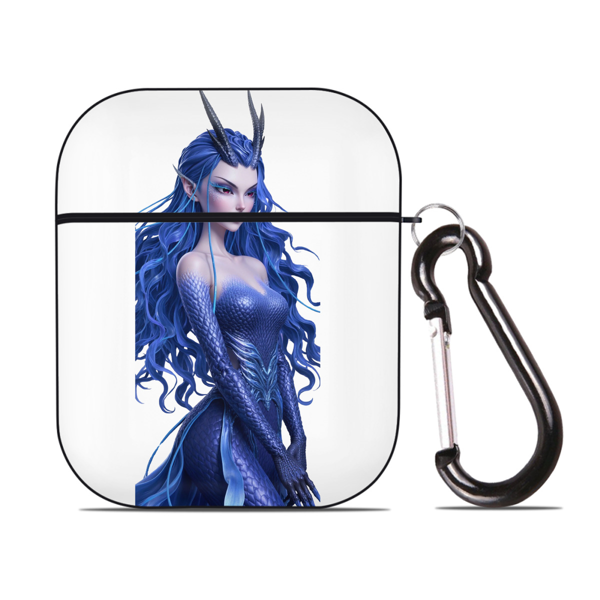（画像用） Ne Zha 2 ナタ 魔童の大暴れ AirPods 第2世代保護ケース ハードシェル ブラック 耐衝撃・防指紋・カラビナ付き