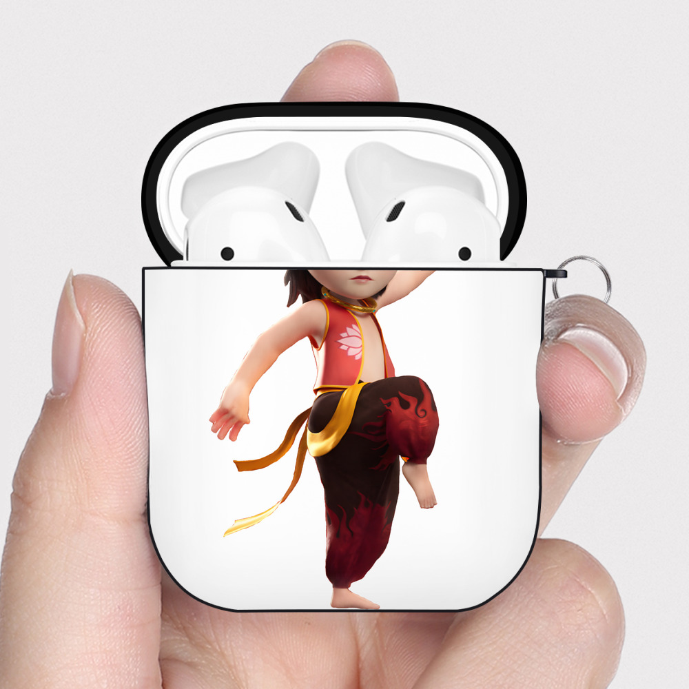 （画像用） Ne Zha 2 ナタ 魔童の大暴れ AirPods 第2世代保護ケース ハードシェル ブラック 耐衝撃・防指紋・カラビナ付き