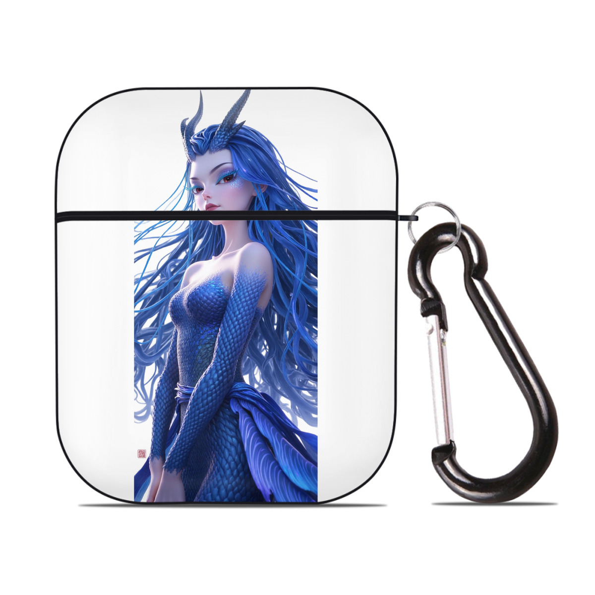 （画像用） Ne Zha 2 ナタ 魔童の大暴れ AirPods 第2世代保護ケース ハードシェル ブラック 耐衝撃・防指紋・カラビナ付き