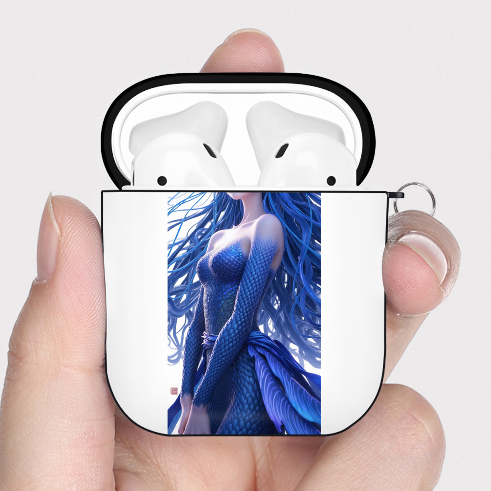 （画像用） Ne Zha 2 ナタ 魔童の大暴れ AirPods 第2世代保護ケース ハードシェル ブラック 耐衝撃・防指紋・カラビナ付き