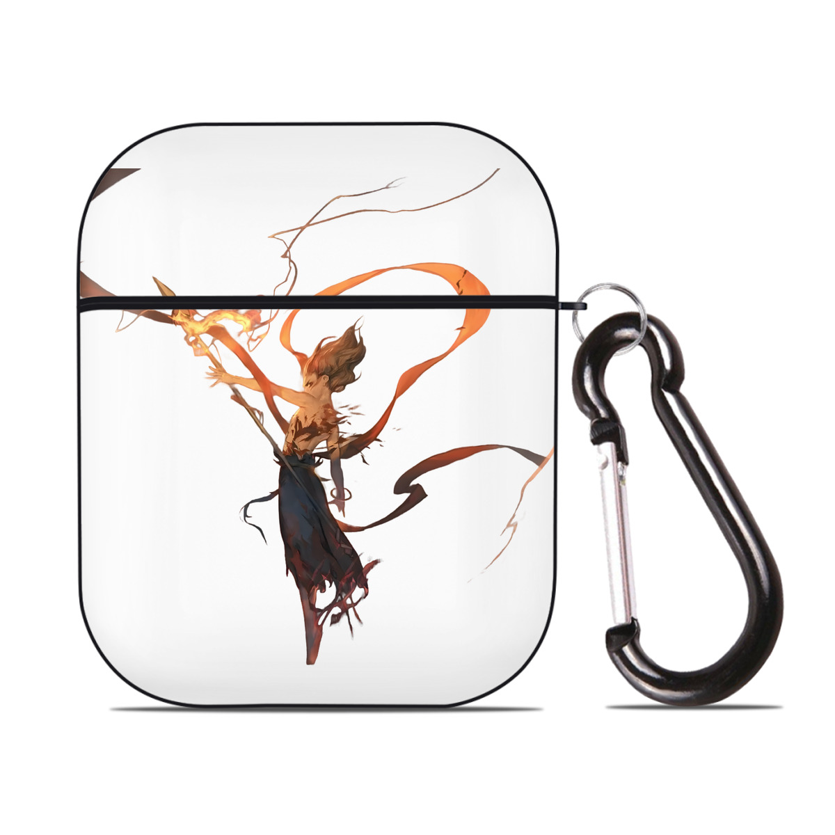 （画像用） Ne Zha 2 ナタ 魔童の大暴れ AirPods 第2世代保護ケース ハードシェル ブラック 耐衝撃・防指紋・カラビナ付き