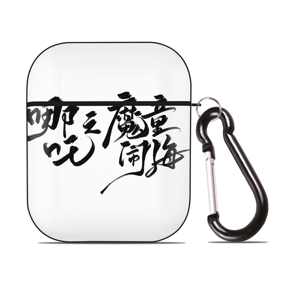 （画像用） Ne Zha 2 ナタ 魔童の大暴れ AirPods 第2世代保護ケース ハードシェル ブラック 耐衝撃・防指紋・カラビナ付き