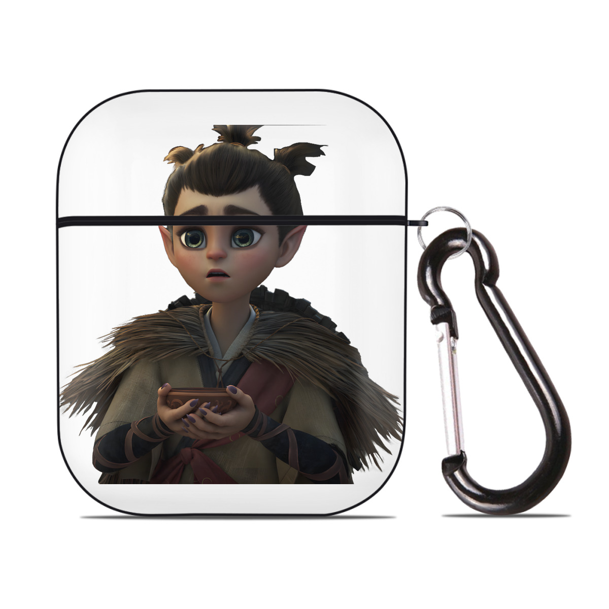 （画像用） Ne Zha 2 ナタ 魔童の大暴れ AirPods 第2世代保護ケース ハードシェル ブラック 耐衝撃・防指紋・カラビナ付き