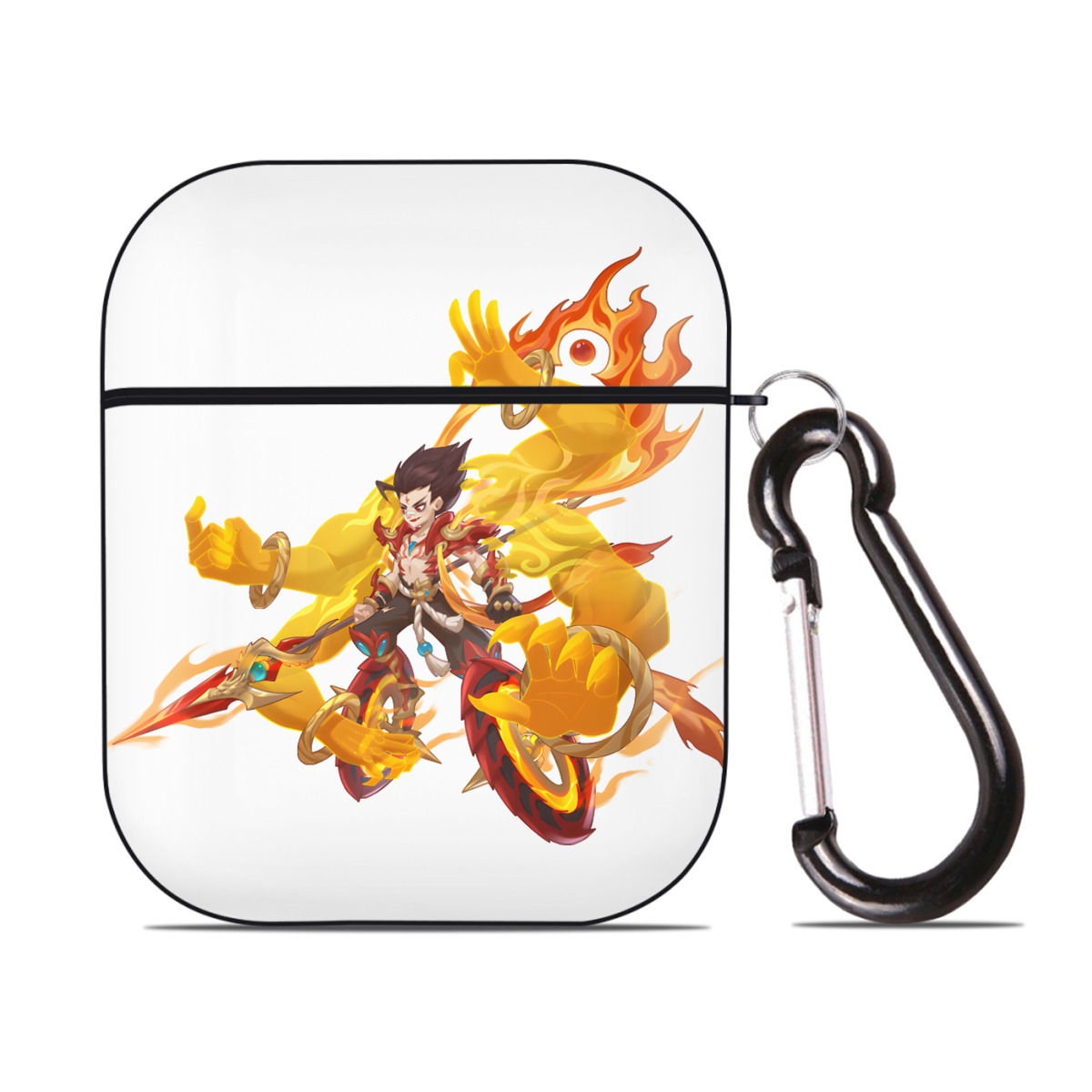 （画像用） Ne Zha 2 ナタ 魔童の大暴れ AirPods 第2世代保護ケース ハードシェル ブラック 耐衝撃・防指紋・カラビナ付き