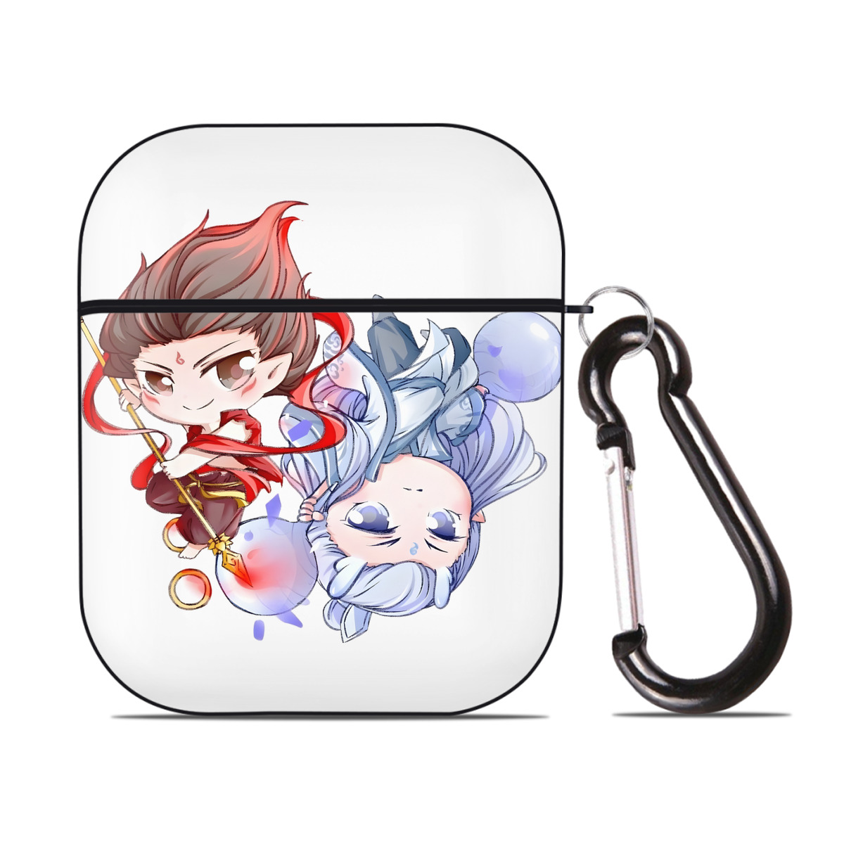（画像用） Ne Zha 2 ナタ 魔童の大暴れ AirPods 第2世代保護ケース ハードシェル ブラック 耐衝撃・防指紋・カラビナ付き