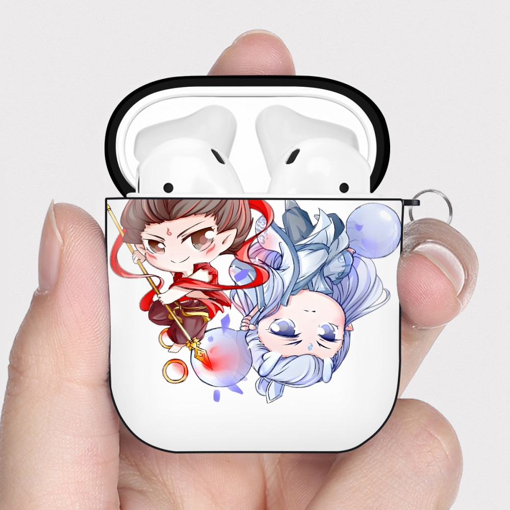 （画像用） Ne Zha 2 ナタ 魔童の大暴れ AirPods 第2世代保護ケース ハードシェル ブラック 耐衝撃・防指紋・カラビナ付き
