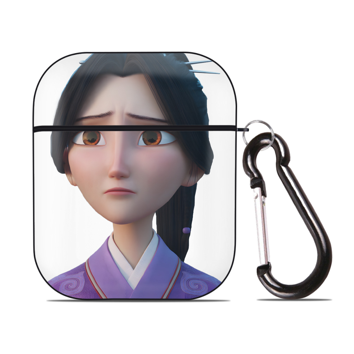 （画像用） Ne Zha 2 ナタ 魔童の大暴れ AirPods 第2世代保護ケース ハードシェル ブラック 耐衝撃・防指紋・カラビナ付き