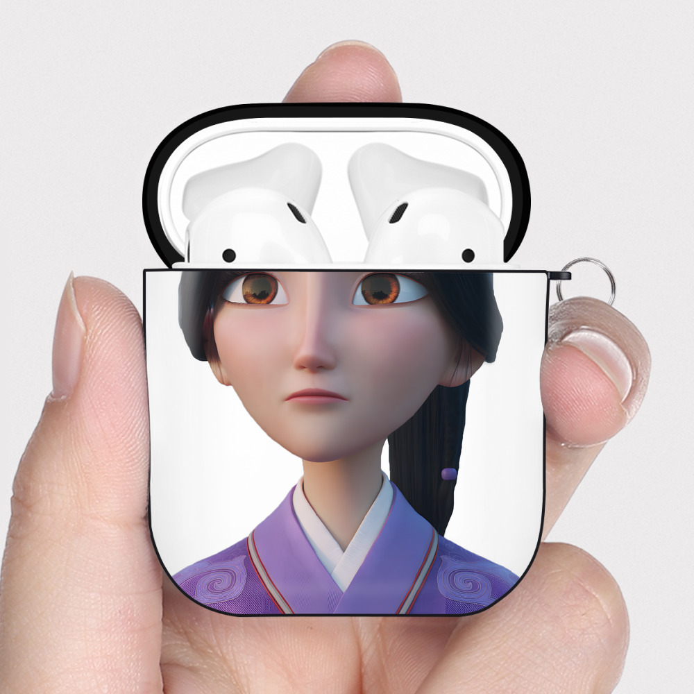 （画像用） Ne Zha 2 ナタ 魔童の大暴れ AirPods 第2世代保護ケース ハードシェル ブラック 耐衝撃・防指紋・カラビナ付き