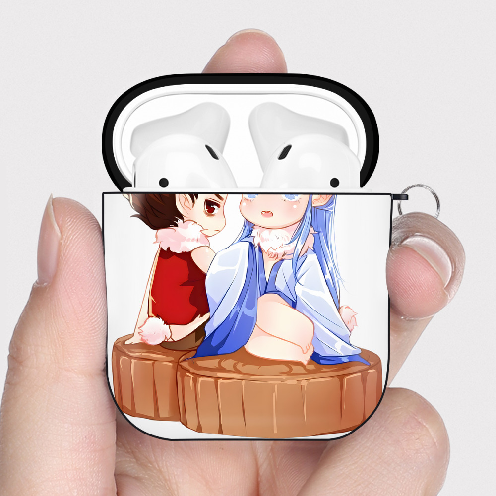 （画像用） Ne Zha 2 ナタ 魔童の大暴れ AirPods 第2世代保護ケース ハードシェル ブラック 耐衝撃・防指紋・カラビナ付き