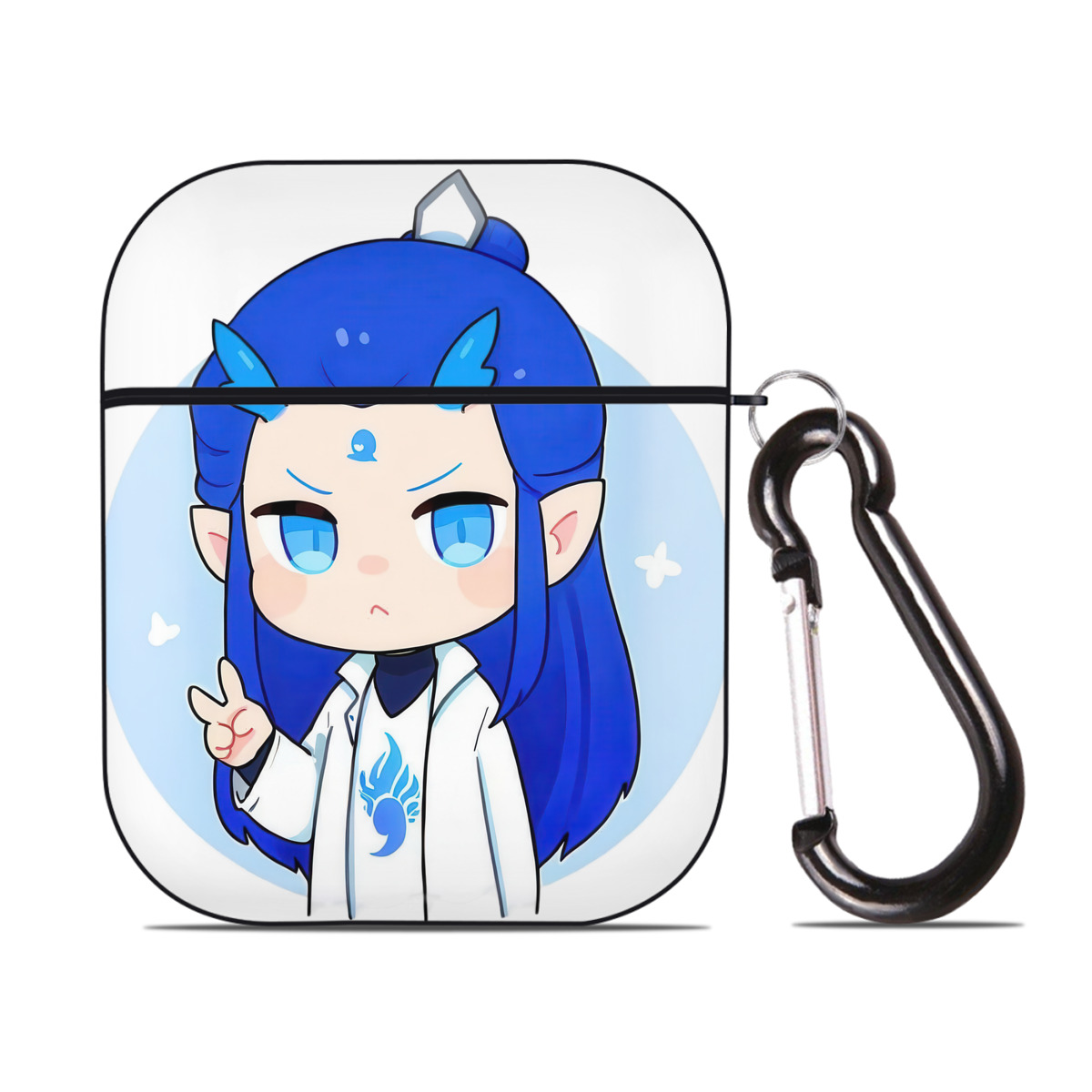 （画像用） Ne Zha 2 ナタ 魔童の大暴れ AirPods 第2世代保護ケース ハードシェル ブラック 耐衝撃・防指紋・カラビナ付き