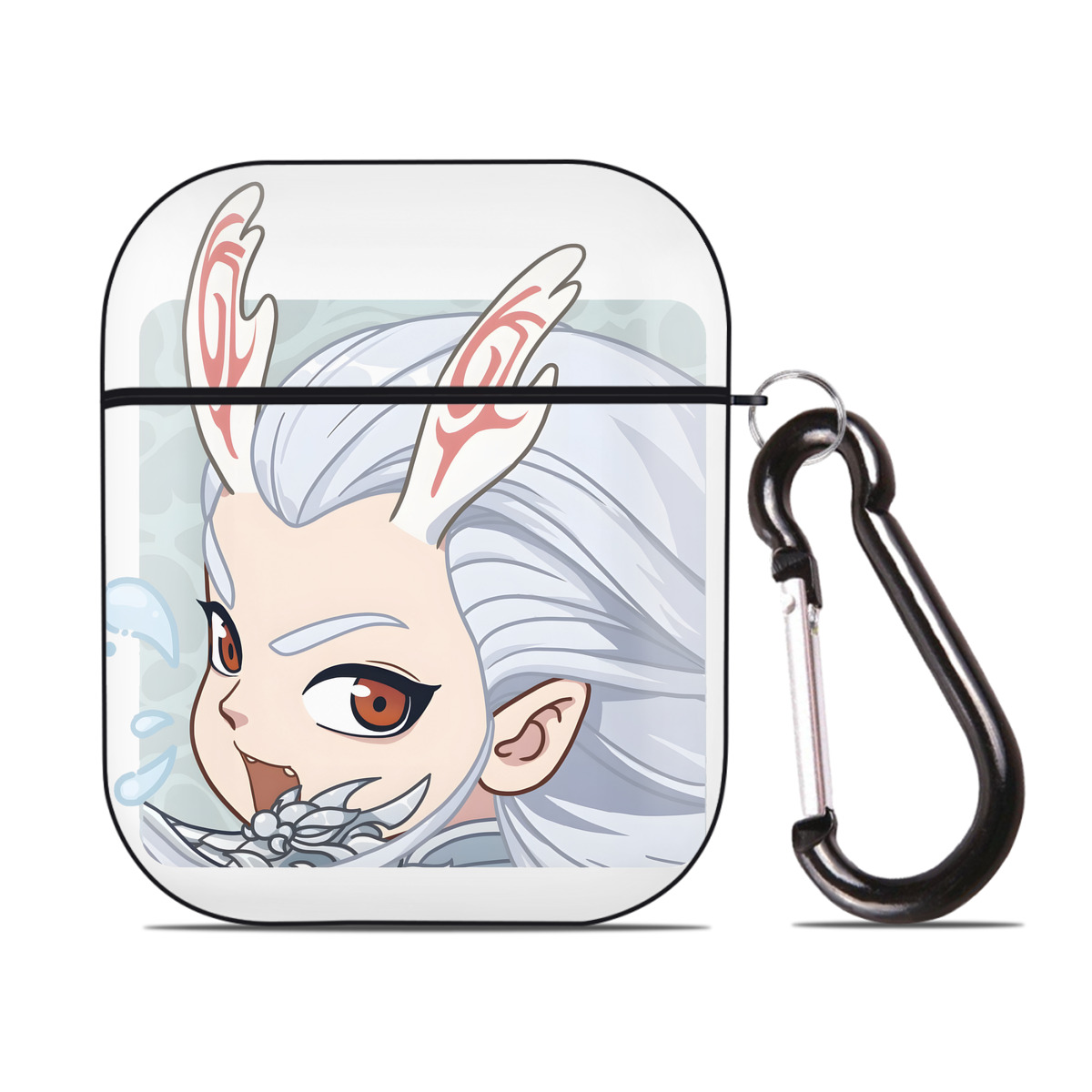 （画像用） Ne Zha 2 ナタ 魔童の大暴れ AirPods 第2世代保護ケース ハードシェル ブラック 耐衝撃・防指紋・カラビナ付き