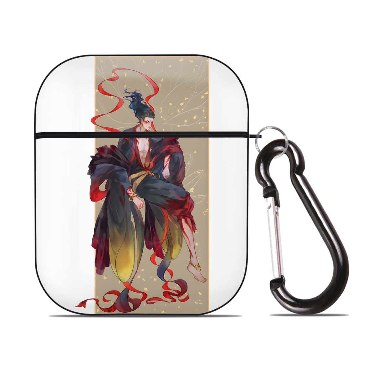 （画像用） Ne Zha 2 ナタ 魔童の大暴れ AirPods 第2世代保護ケース ハードシェル ブラック 耐衝撃・防指紋・カラビナ付き