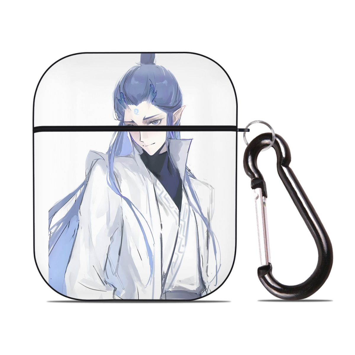（画像用） Ne Zha 2 ナタ 魔童の大暴れ AirPods 第2世代保護ケース ハードシェル ブラック 耐衝撃・防指紋・カラビナ付き