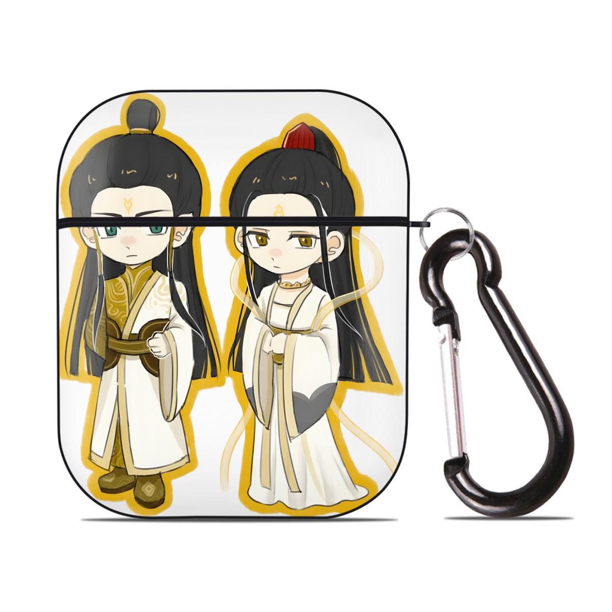 （画像用） Ne Zha 2 ナタ 魔童の大暴れ AirPods 第2世代保護ケース ハードシェル ブラック 耐衝撃・防指紋・カラビナ付き