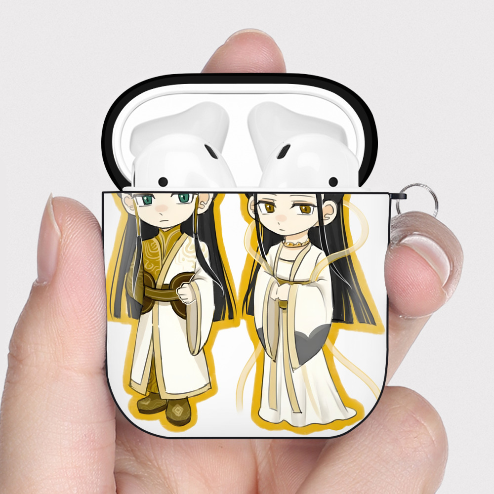 （画像用） Ne Zha 2 ナタ 魔童の大暴れ AirPods 第2世代保護ケース ハードシェル ブラック 耐衝撃・防指紋・カラビナ付き