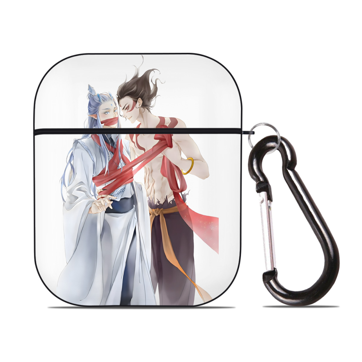 （画像用） Ne Zha 2 ナタ 魔童の大暴れ AirPods 第2世代保護ケース ハードシェル ブラック 耐衝撃・防指紋・カラビナ付き