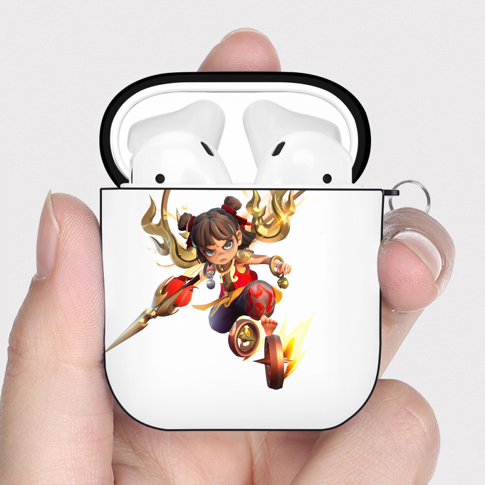 （画像用） Ne Zha 2 ナタ 魔童の大暴れ AirPods 第2世代保護ケース ハードシェル ブラック 耐衝撃・防指紋・カラビナ付き
