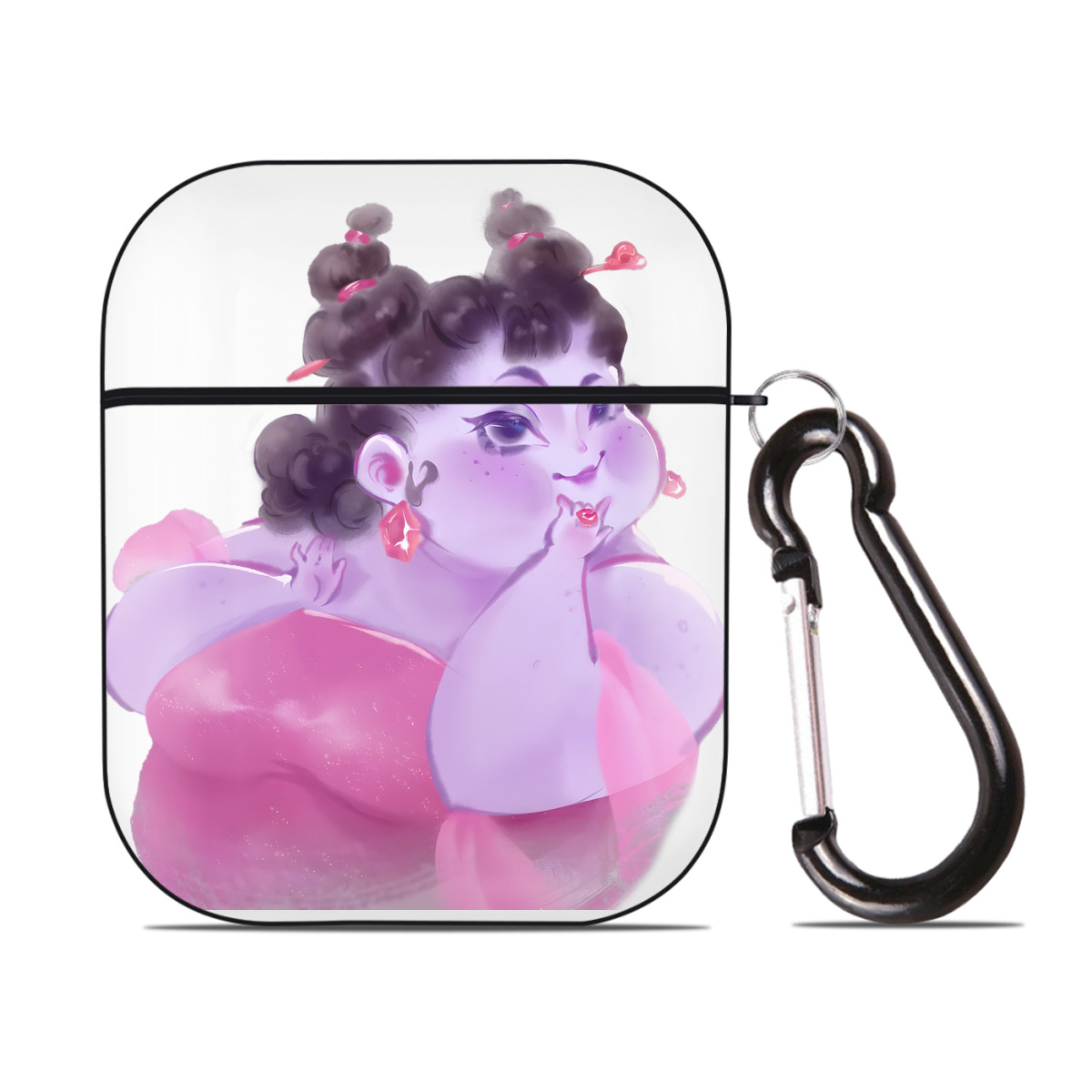 （画像用） Ne Zha 2 ナタ 魔童の大暴れ AirPods 第2世代保護ケース ハードシェル ブラック 耐衝撃・防指紋・カラビナ付き