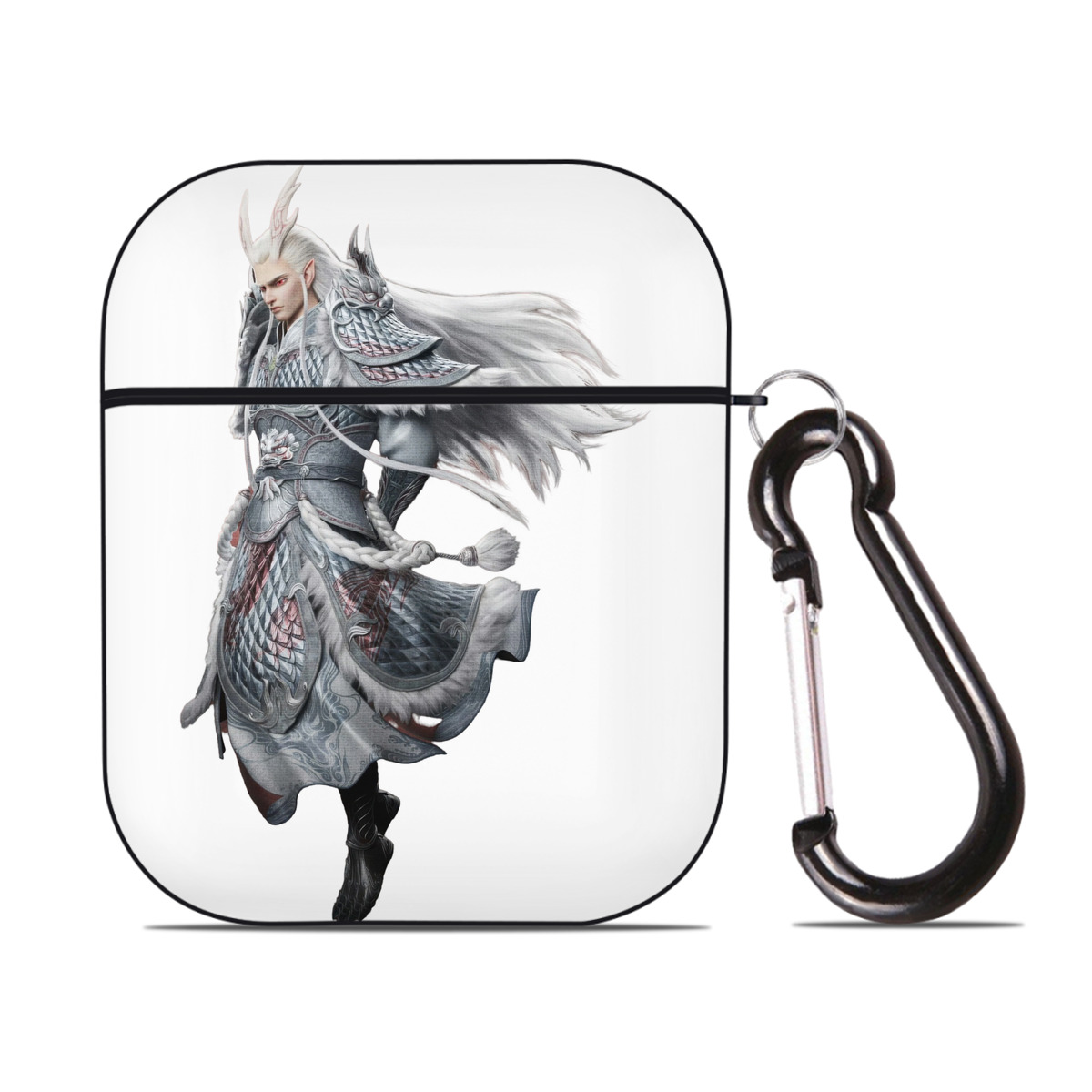 （画像用） Ne Zha 2 ナタ 魔童の大暴れ AirPods 第2世代保護ケース ハードシェル ブラック 耐衝撃・防指紋・カラビナ付き
