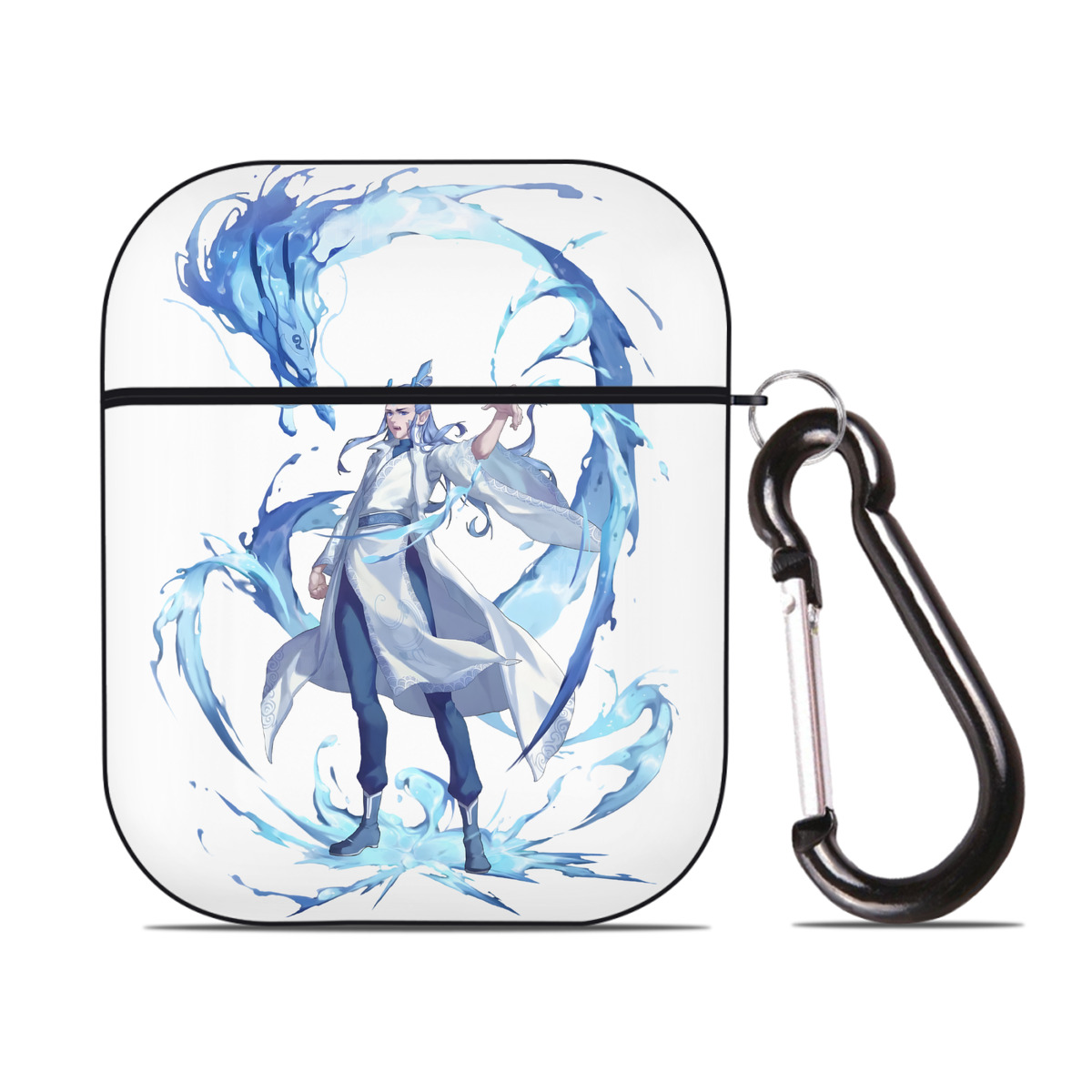 （画像用） Ne Zha 2 ナタ 魔童の大暴れ AirPods 第2世代保護ケース ハードシェル ブラック 耐衝撃・防指紋・カラビナ付き