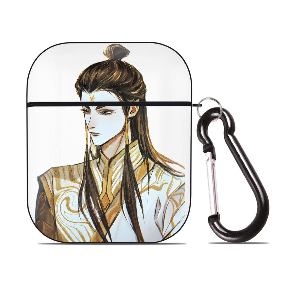 （画像用） Ne Zha 2 ナタ 魔童の大暴れ AirPods 第2世代保護ケース ハードシェル ブラック 耐衝撃・防指紋・カラビナ付き
