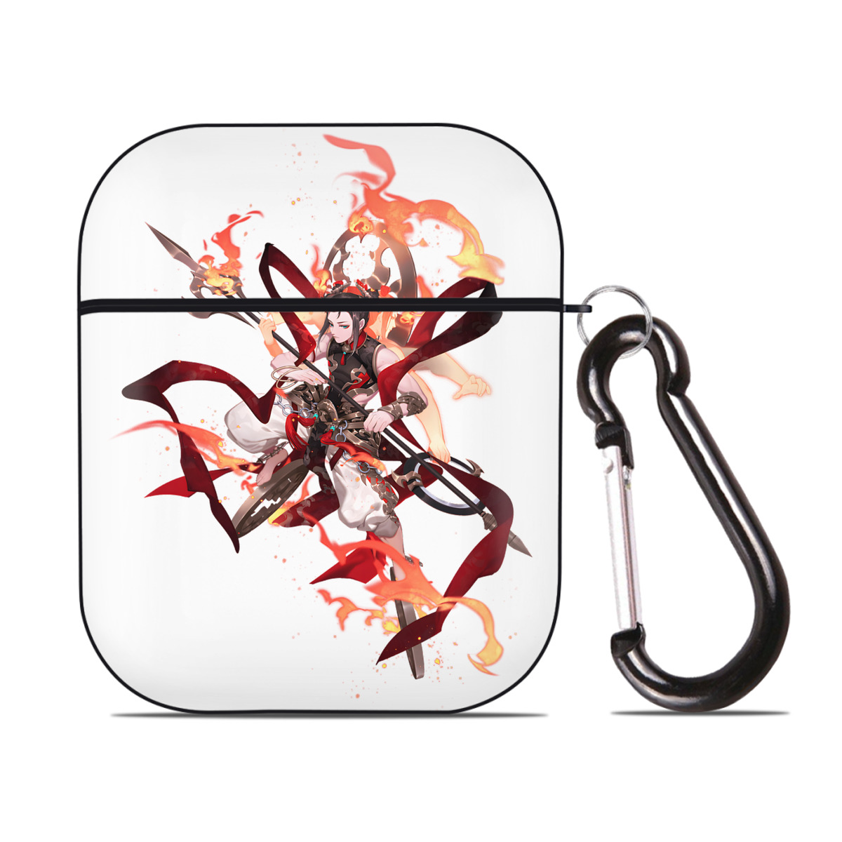 （画像用） Ne Zha 2 ナタ 魔童の大暴れ AirPods 第2世代保護ケース ハードシェル ブラック 耐衝撃・防指紋・カラビナ付き
