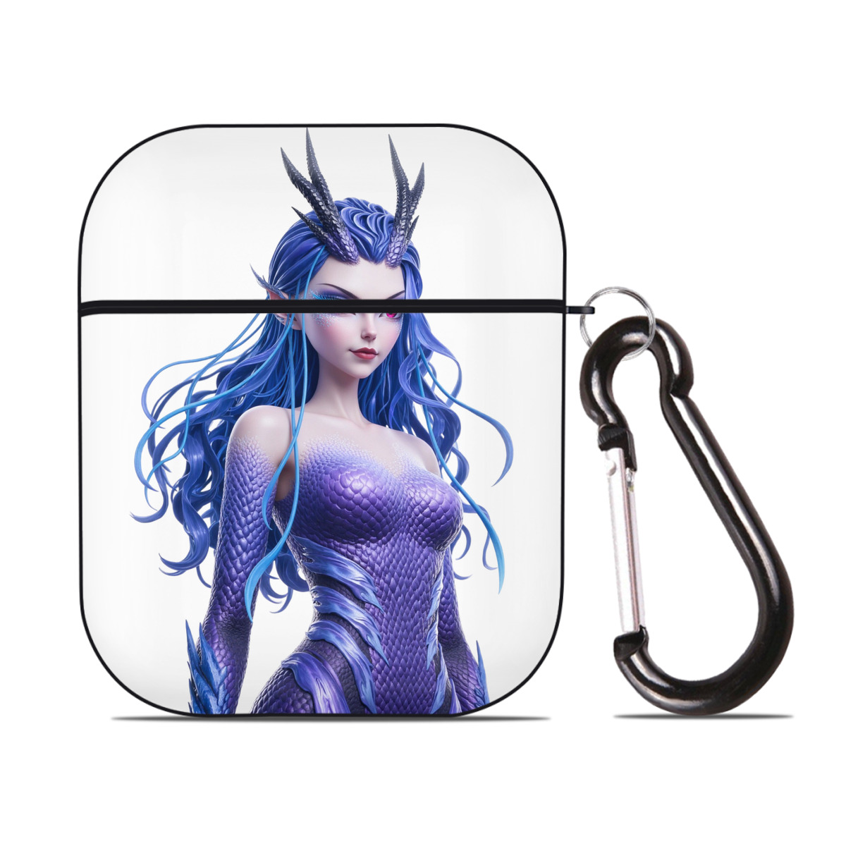 （画像用） Ne Zha 2 ナタ 魔童の大暴れ AirPods 第2世代保護ケース ハードシェル ブラック 耐衝撃・防指紋・カラビナ付き