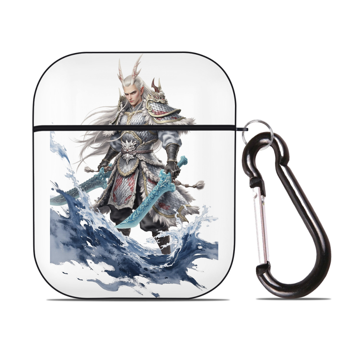 （画像用） Ne Zha 2 ナタ 魔童の大暴れ AirPods 第2世代保護ケース ハードシェル ブラック 耐衝撃・防指紋・カラビナ付き