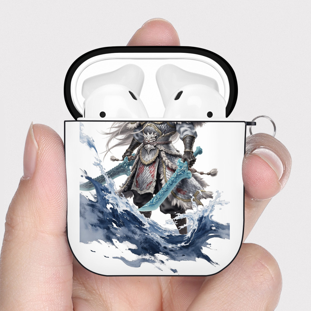（画像用） Ne Zha 2 ナタ 魔童の大暴れ AirPods 第2世代保護ケース ハードシェル ブラック 耐衝撃・防指紋・カラビナ付き