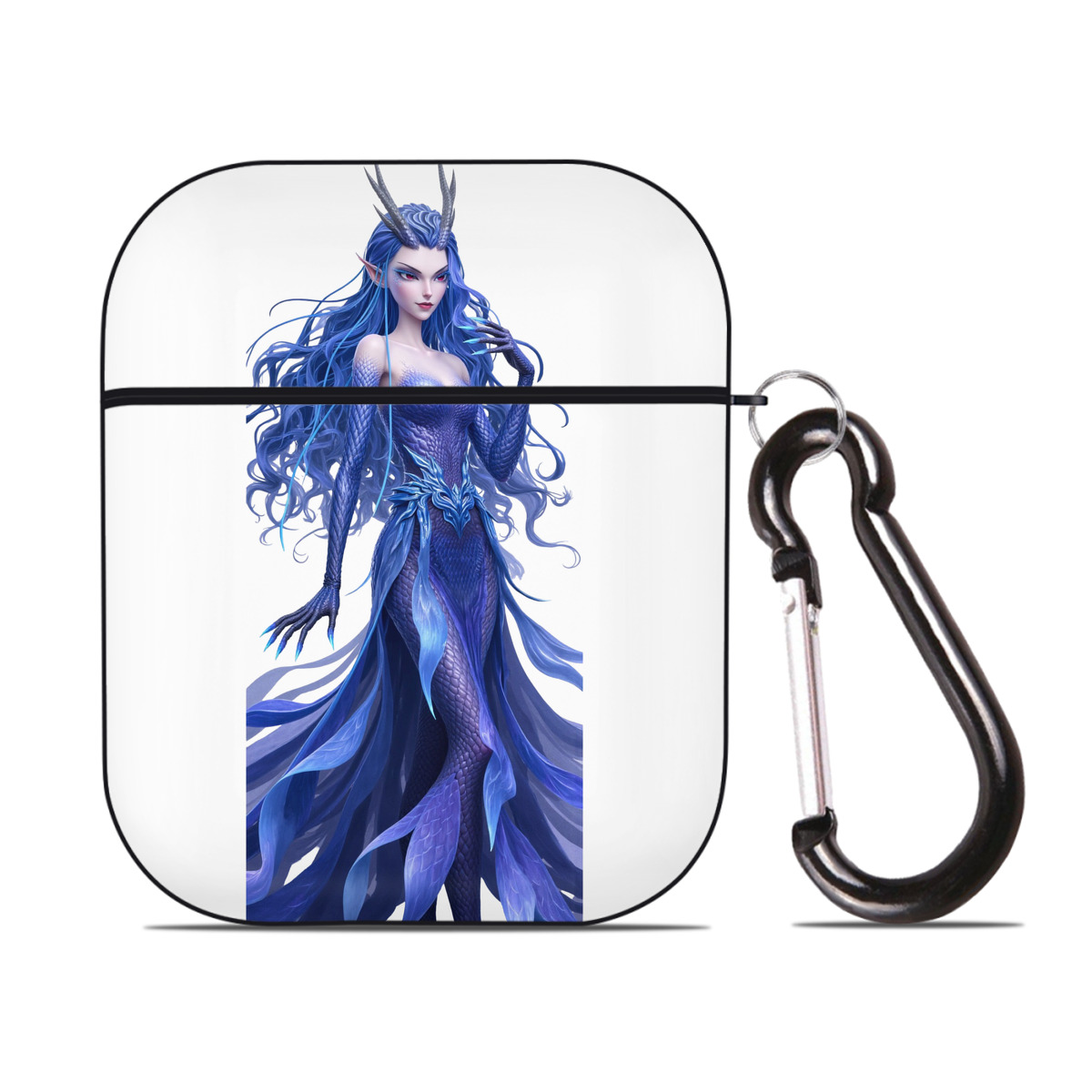 （画像用） Ne Zha 2 ナタ 魔童の大暴れ AirPods 第2世代保護ケース ハードシェル ブラック 耐衝撃・防指紋・カラビナ付き
