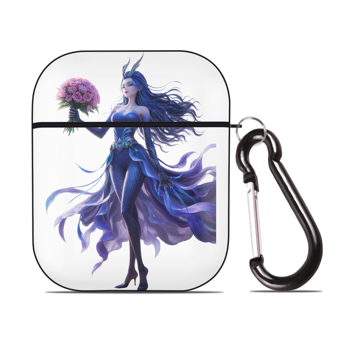 （画像用） Ne Zha 2 ナタ 魔童の大暴れ AirPods 第2世代保護ケース ハードシェル ブラック 耐衝撃・防指紋・カラビナ付き