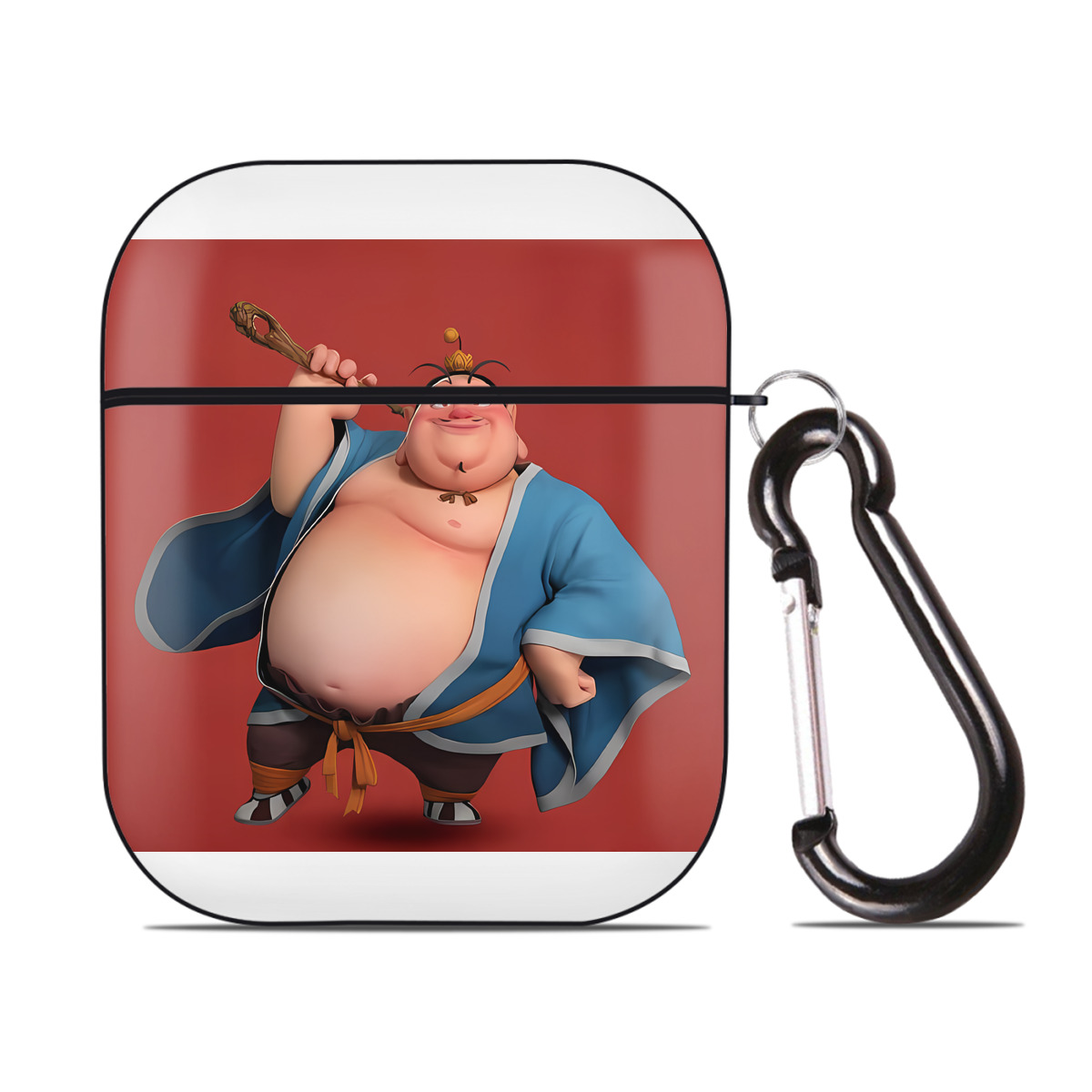 （画像用） Ne Zha 2 ナタ 魔童の大暴れ AirPods 第2世代保護ケース ハードシェル ブラック 耐衝撃・防指紋・カラビナ付き