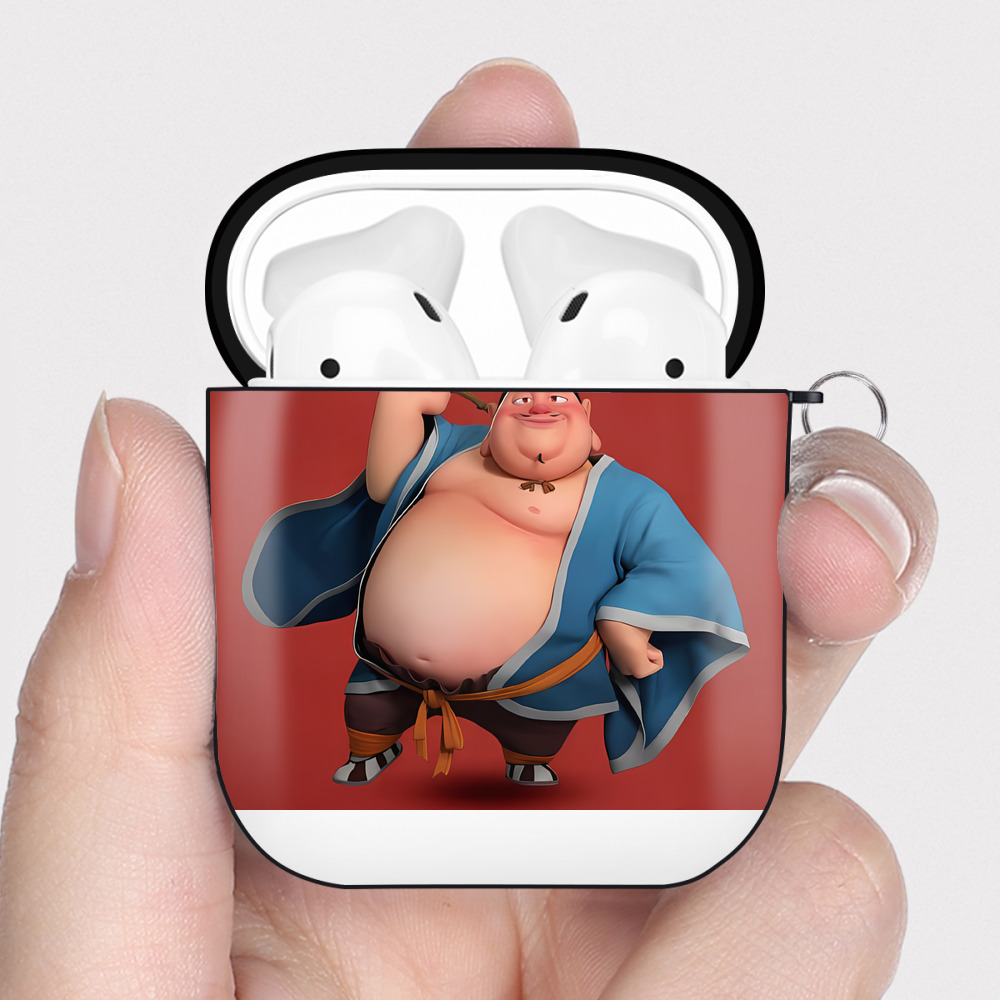 （画像用） Ne Zha 2 ナタ 魔童の大暴れ AirPods 第2世代保護ケース ハードシェル ブラック 耐衝撃・防指紋・カラビナ付き