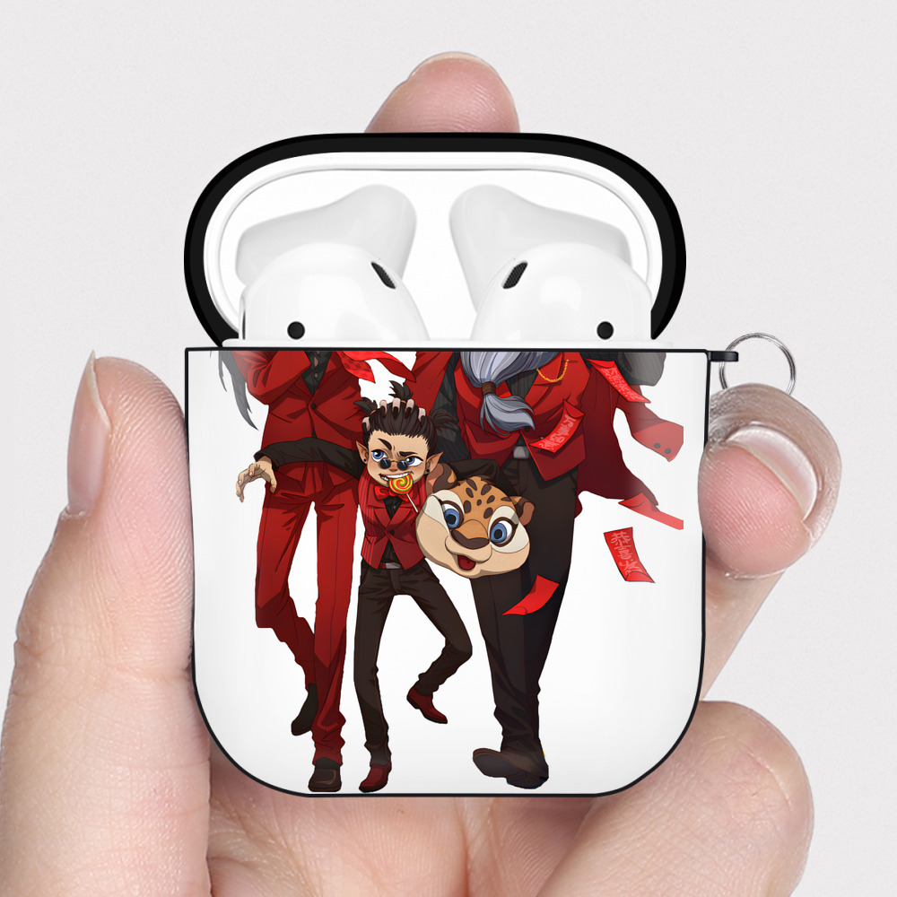 （画像用） Ne Zha 2 ナタ 魔童の大暴れ AirPods 第2世代保護ケース ハードシェル ブラック 耐衝撃・防指紋・カラビナ付き