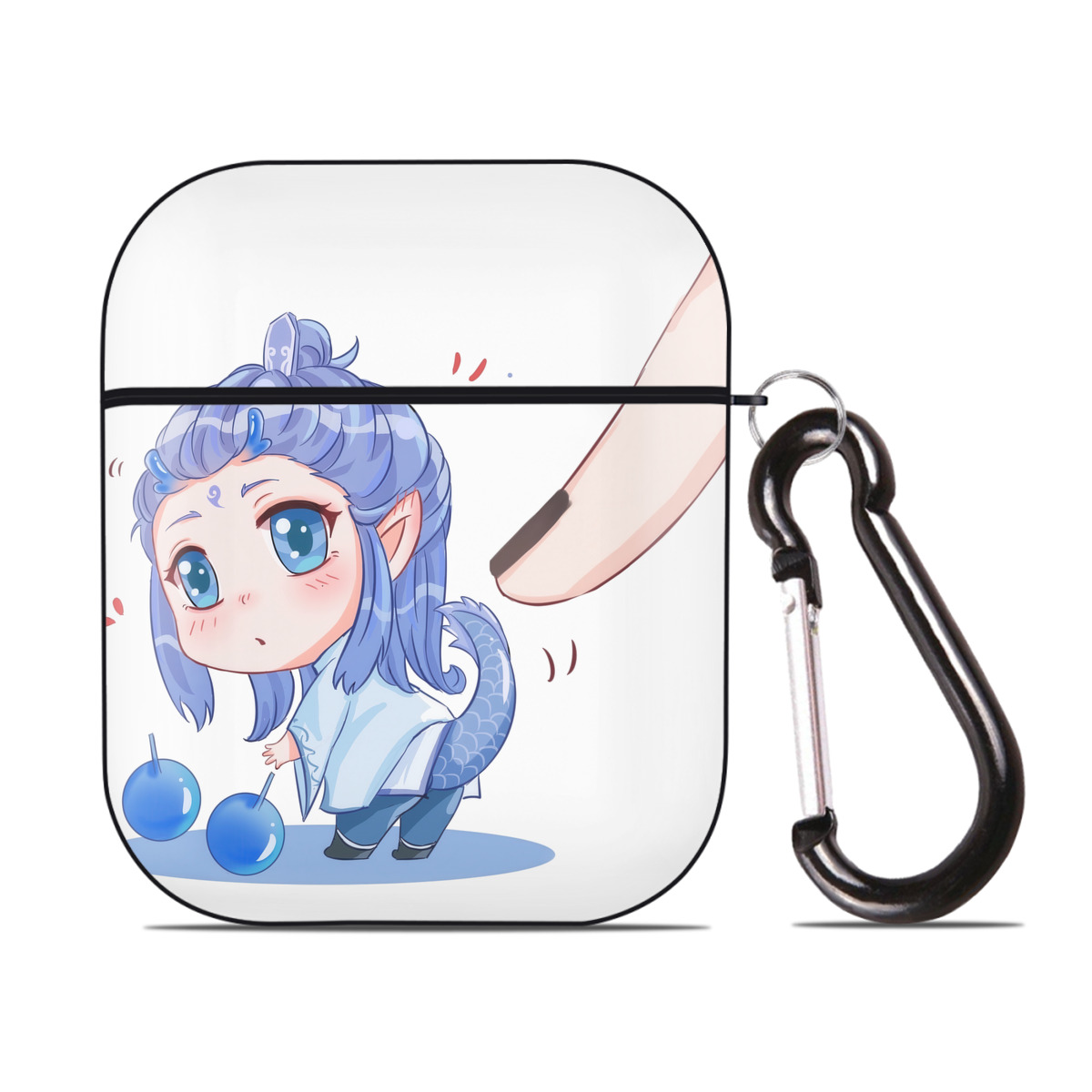 （画像用） Ne Zha 2 ナタ 魔童の大暴れ AirPods 第2世代保護ケース ハードシェル ブラック 耐衝撃・防指紋・カラビナ付き