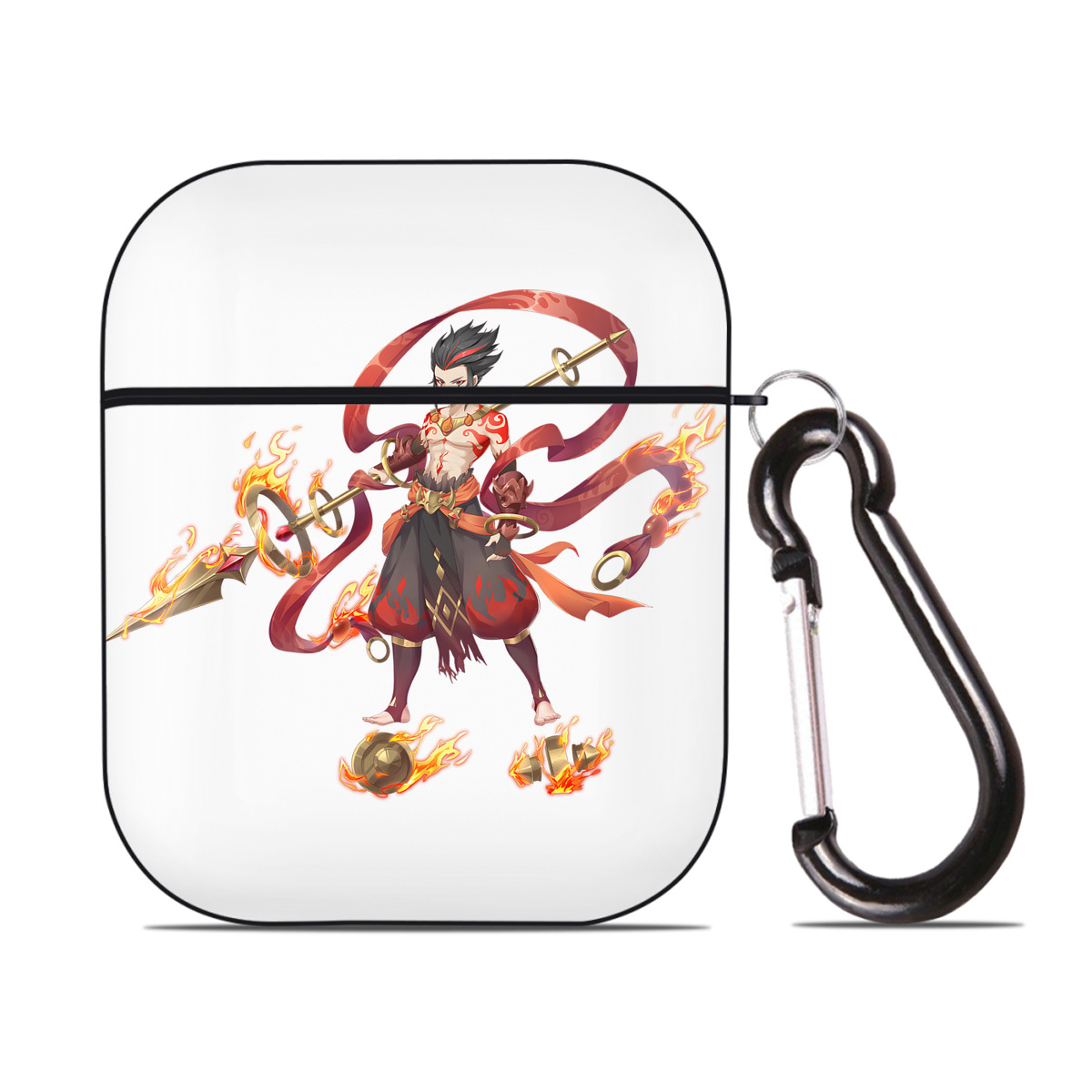 （画像用） Ne Zha 2 ナタ 魔童の大暴れ AirPods 第2世代保護ケース ハードシェル ブラック 耐衝撃・防指紋・カラビナ付き