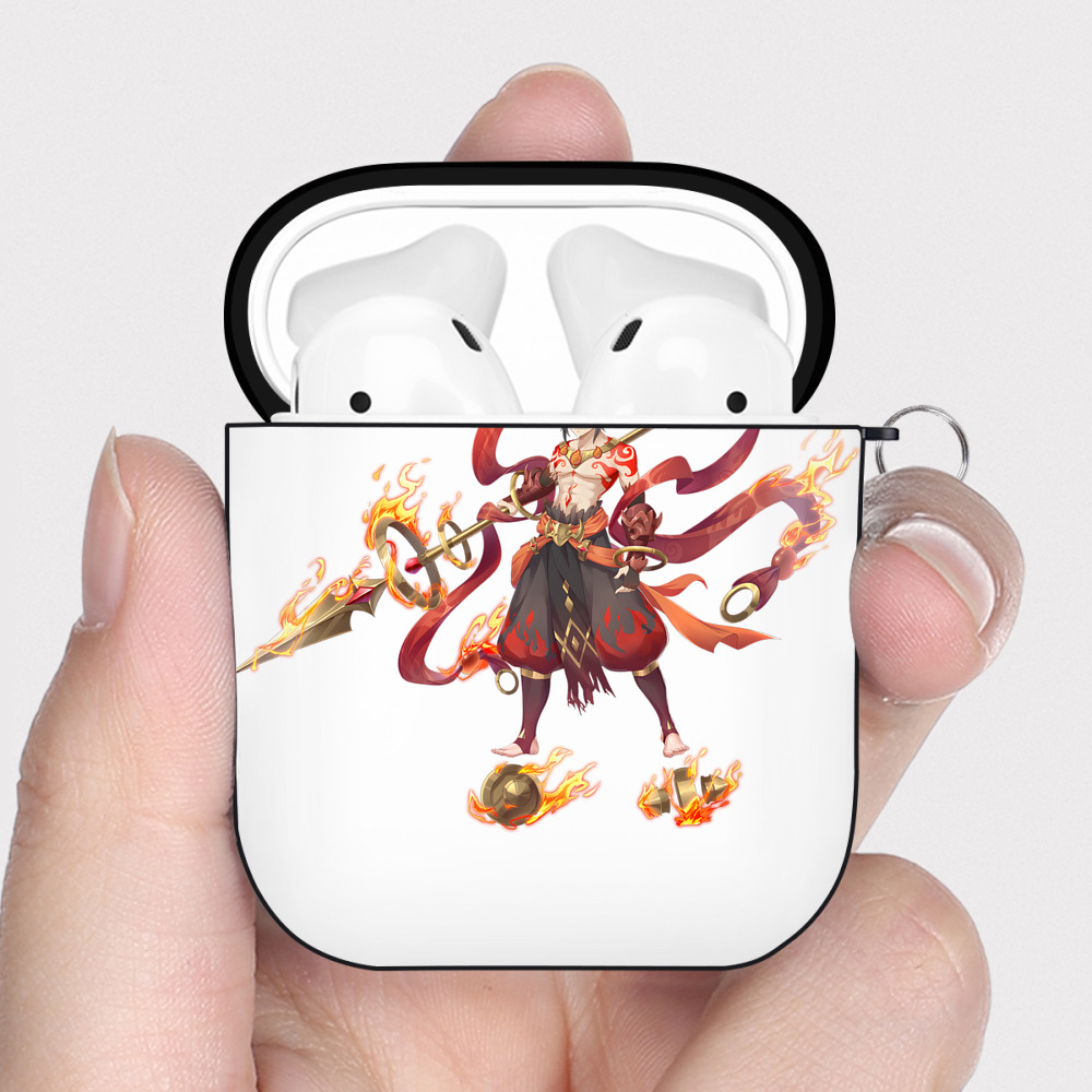 （画像用） Ne Zha 2 ナタ 魔童の大暴れ AirPods 第2世代保護ケース ハードシェル ブラック 耐衝撃・防指紋・カラビナ付き