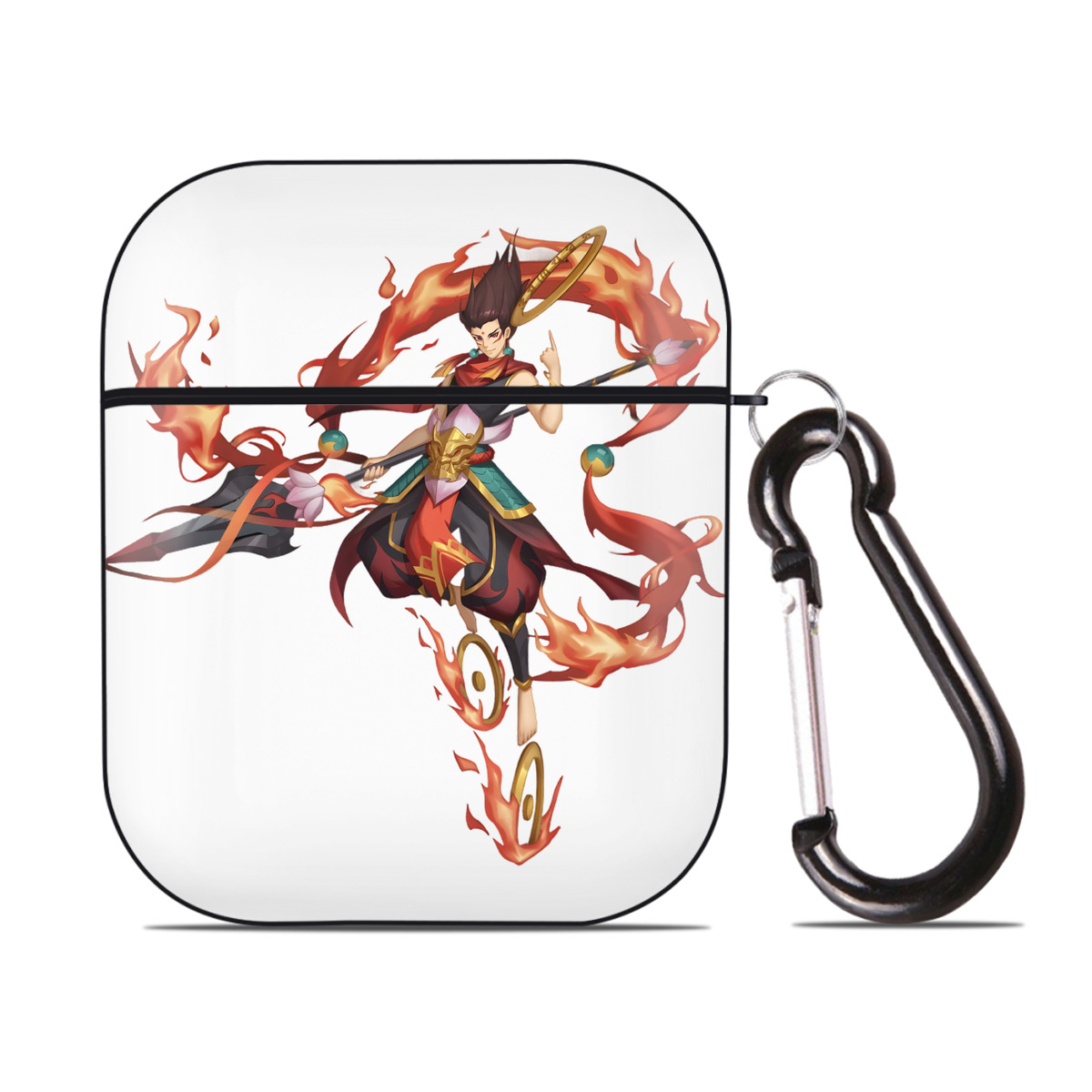 （画像用） Ne Zha 2 ナタ 魔童の大暴れ AirPods 第2世代保護ケース ハードシェル ブラック 耐衝撃・防指紋・カラビナ付き
