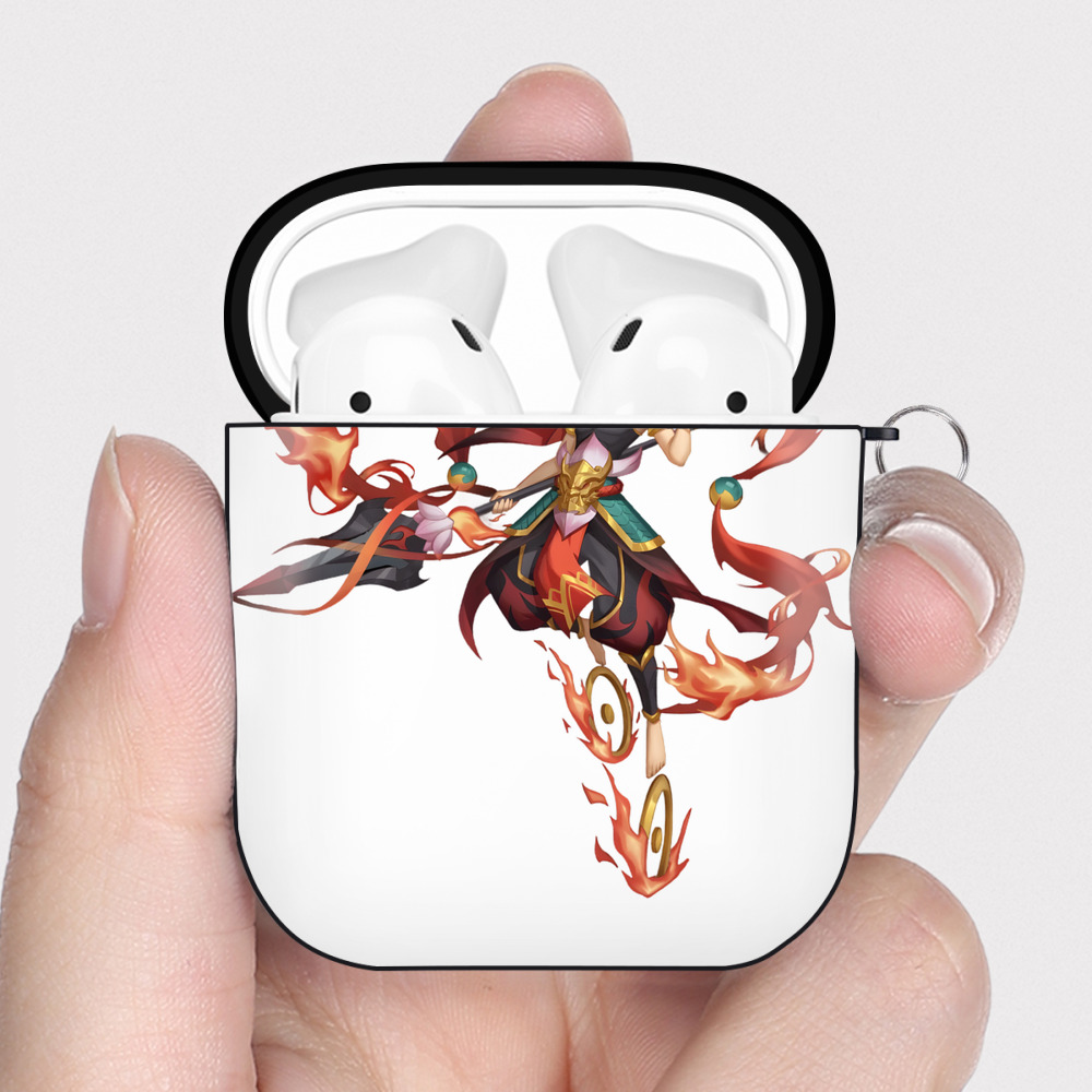 （画像用） Ne Zha 2 ナタ 魔童の大暴れ AirPods 第2世代保護ケース ハードシェル ブラック 耐衝撃・防指紋・カラビナ付き