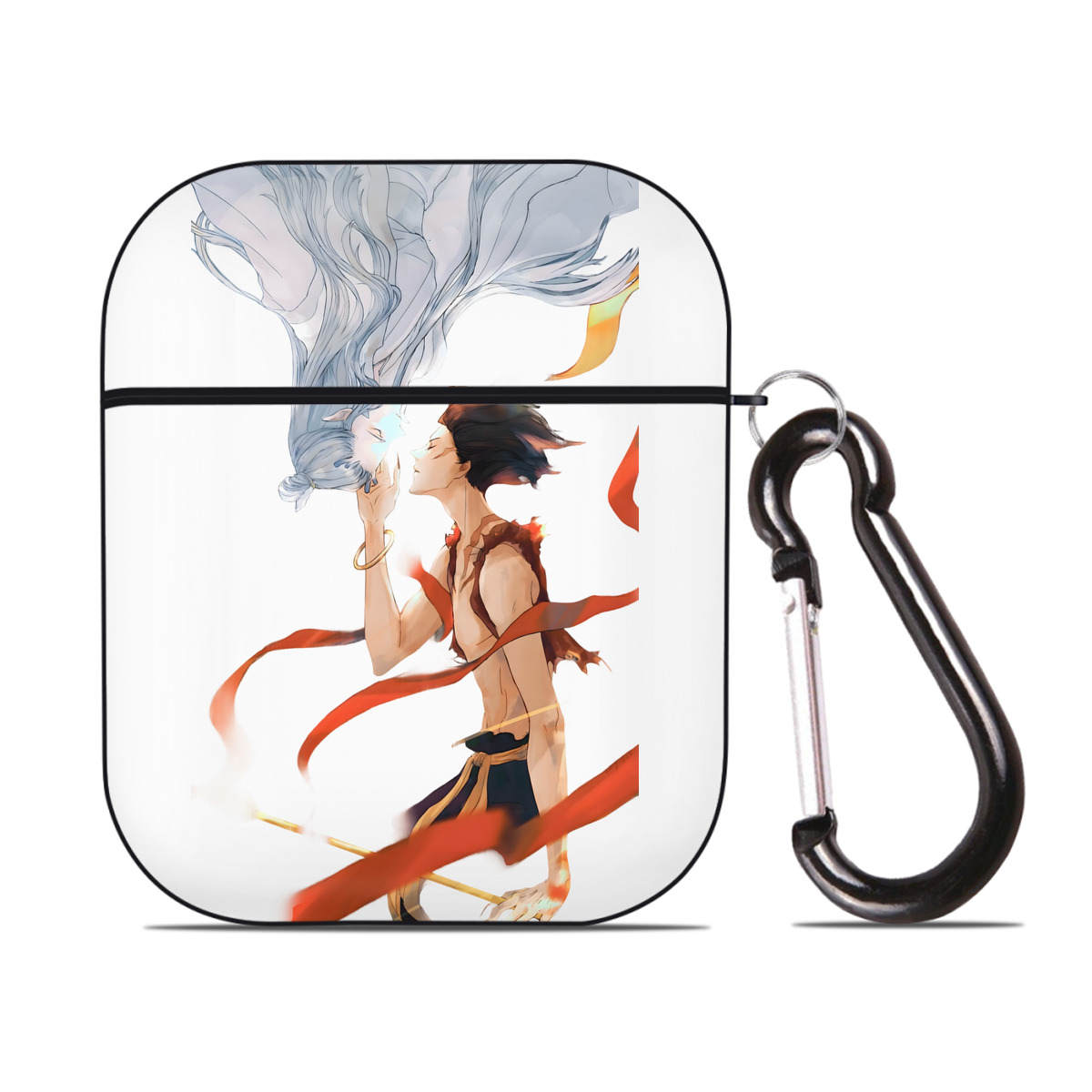 （画像用） Ne Zha 2 ナタ 魔童の大暴れ AirPods 第2世代保護ケース ハードシェル ブラック 耐衝撃・防指紋・カラビナ付き