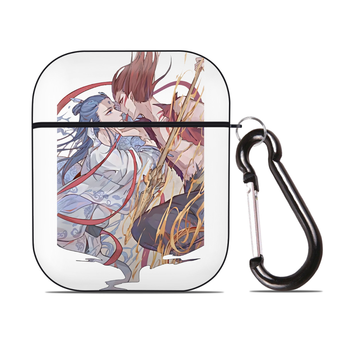 （画像用） Ne Zha 2 ナタ 魔童の大暴れ AirPods 第2世代保護ケース ハードシェル ブラック 耐衝撃・防指紋・カラビナ付き