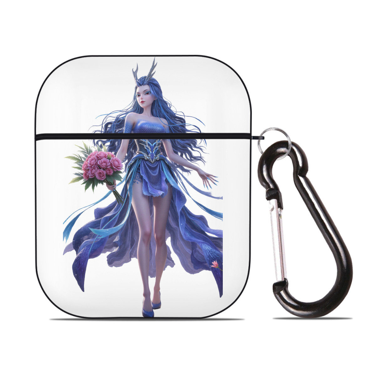 （画像用） Ne Zha 2 ナタ 魔童の大暴れ AirPods 第2世代保護ケース ハードシェル ブラック 耐衝撃・防指紋・カラビナ付き